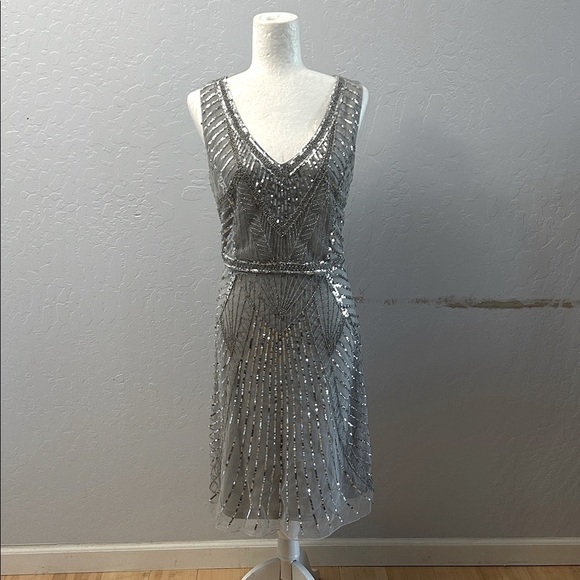 Holly Bracken Glamorous Silver Sequin Midi Dress - Picture 1 of 9